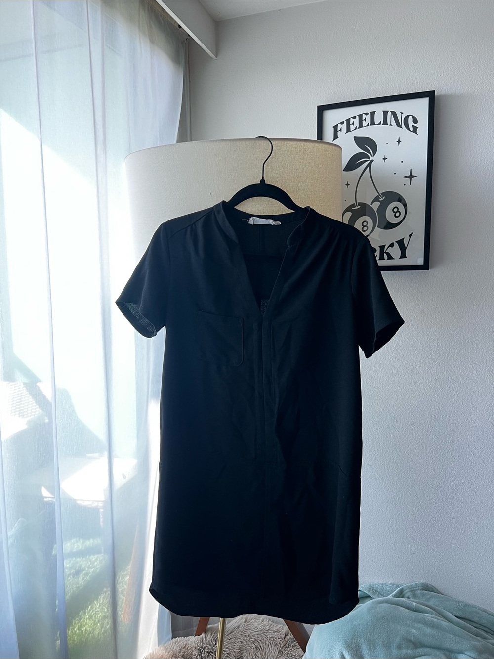Black Short-Sleeve Shift Dress - All in Favor